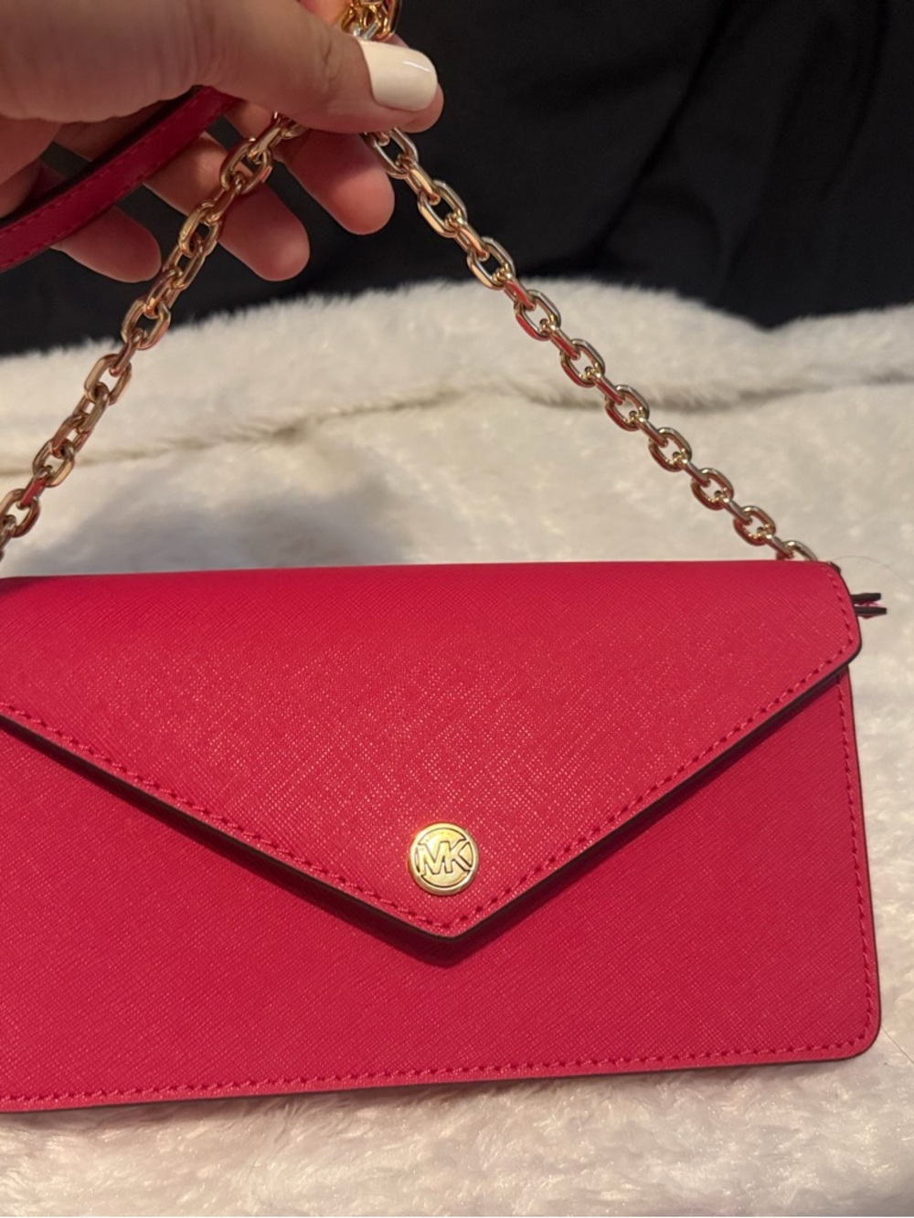Michael Kors Small Saffiano leather  envelope crossbody bag in vibrant pink